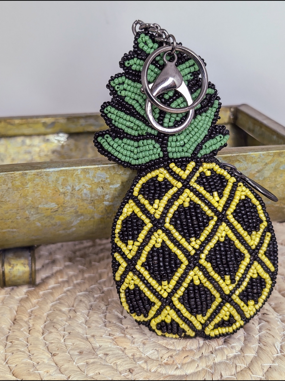 Mary Frances Hand Beaded Pineapple Keychain Wallet Summer Tropical Beach Mermaid - Picture 8 of 12